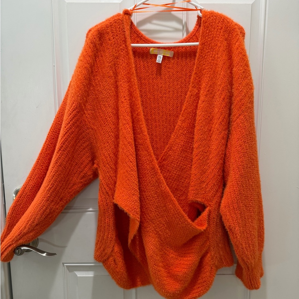 Urban Outfitters Bold Orange V-Neck Criss-Cross Sweater